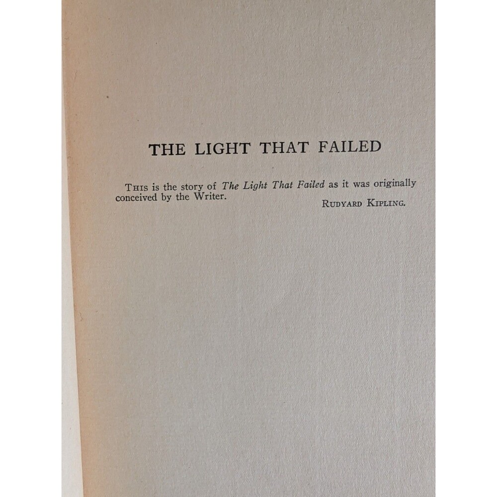 Rare 1930 The Light That Failed Three Sirens Press VTG Rudyard Kipling Hardcover - Picture 9 of 11